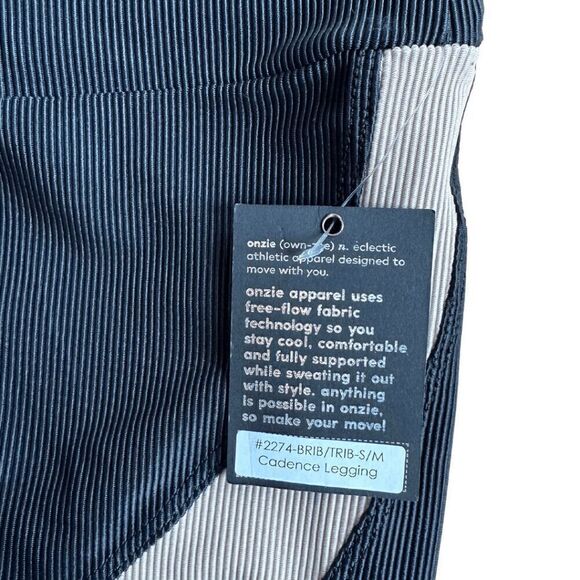 NWT Onzie Womens Black Rib High Rise Cadence Midi Pull-On Active Legging Sz S/M - Picture 7 of 9